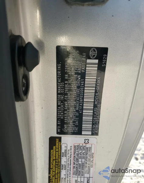 2005 Toyota Camry Solara Se из США, поврежденный, VIN 4T1FA38P65U062461